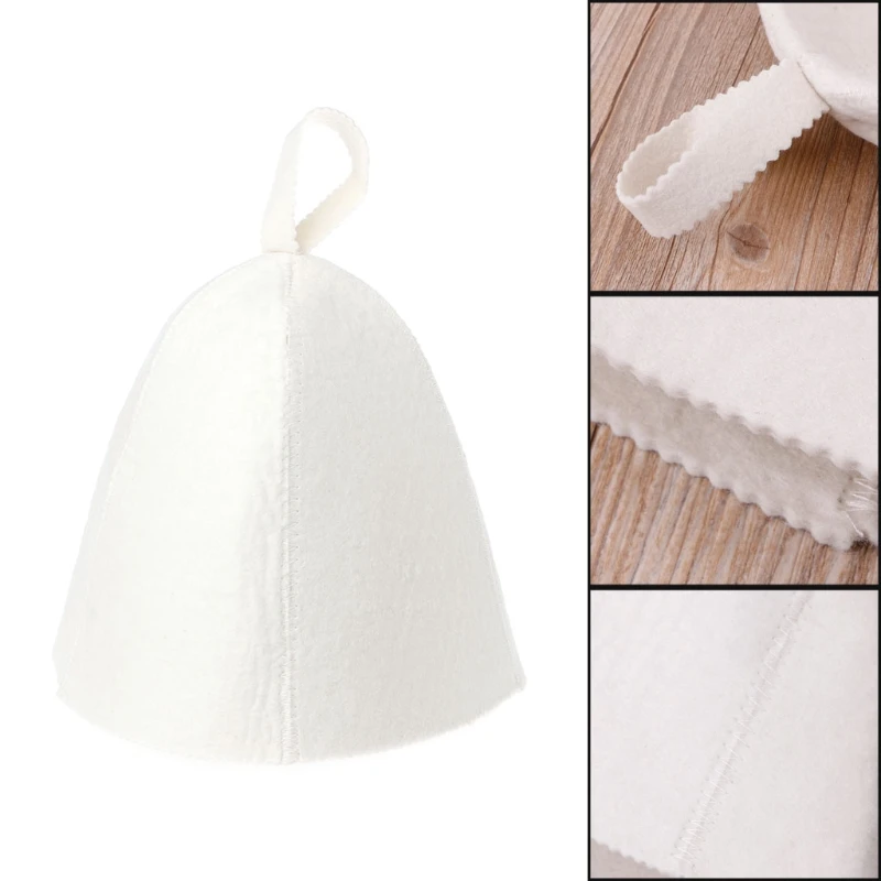 

White Wool Sauna Hat Anti Heat Cap For Bath House Head Protector Russian Style-m15