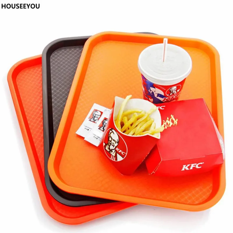 

New 10*14" Rectangle Environmentally Friendly Plastic Fast Food Tray Restaurant Trays Serving Tray Kitchen Bar Dinnerware