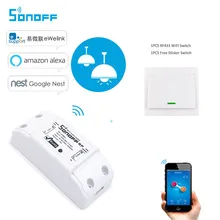 Sonoff 433 МГц WiFi беспроводной умный DIY вкл/выкл переключатель модуль 10A умный дом с бесплатным позиционный настенный выключатель работа с Alexa/гнездо