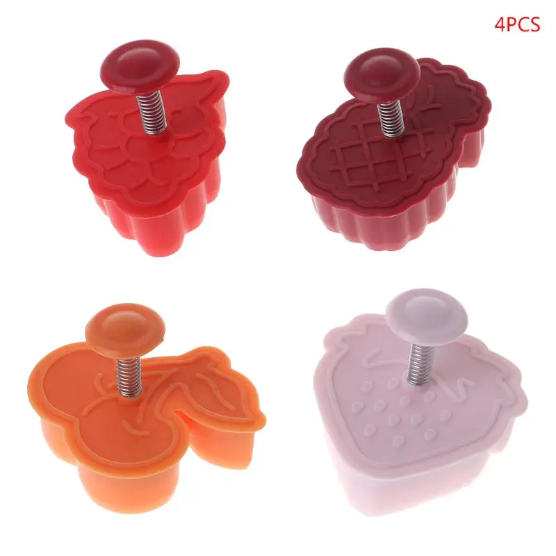 

4Pcs Fruit Mould Craft Cutter Plunger Mold Fondant Sugarcraft Cake Cookie Decorating Tools Set