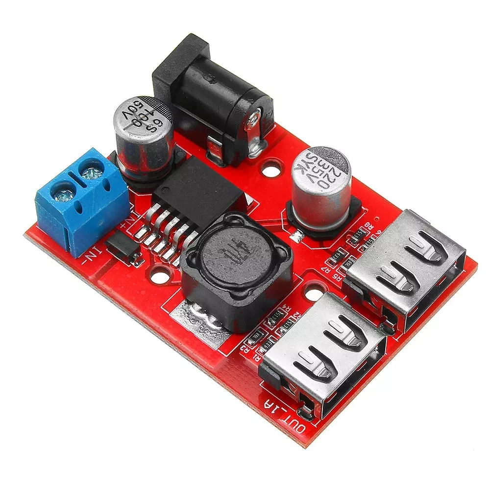 

LM2596S Dual USB Port 9V/12V/24V/36V to 5V DC-DC Step Down Buck Car Charger Solar 3A Power Supply Module Hot Sale
