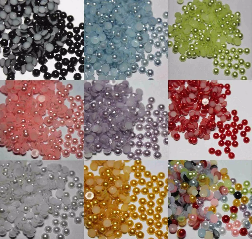 10,000pcs Half Round Pearl Bead Beads Flat Back Flatback For Craft 4mm