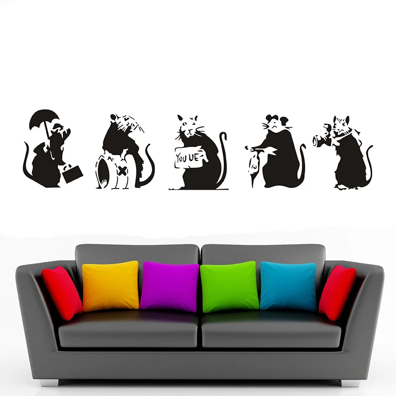 Banksy Five Mouse стикеры Настенные граффити Classic Vinyl Street Wall художественная коллекция