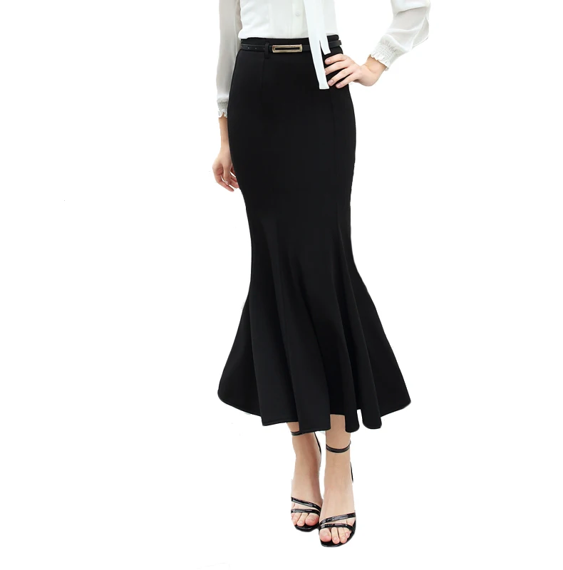 Colourstone 2017 Spring Maxi Black Skirt Fashion Ankle length Mermaid ...