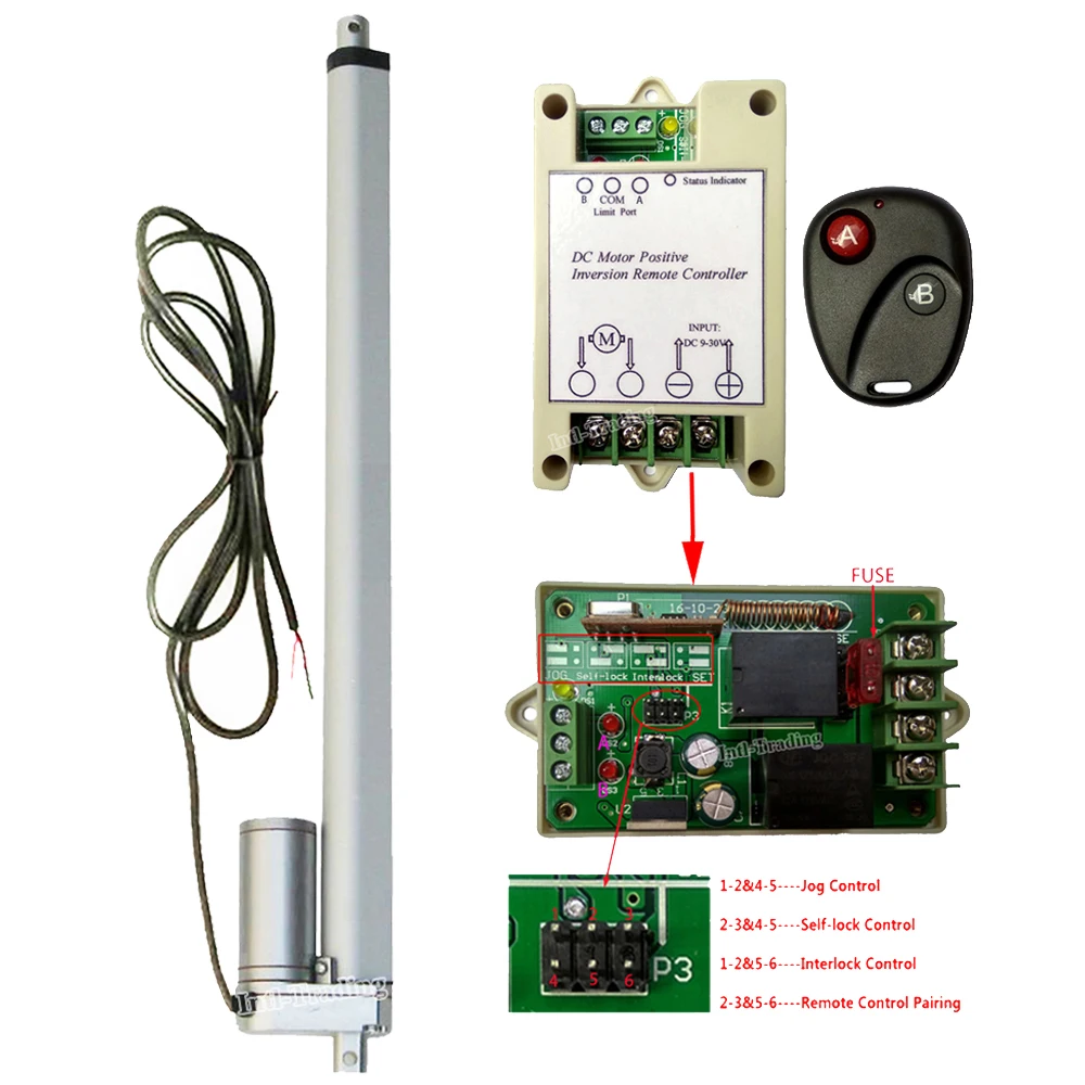 

Linear Actuator 450mm/18" Stroke 1000N/100KG/220Pound Lift With Jog/Self-Lock/Interlock Controller System 12Volt DC Motor Motion