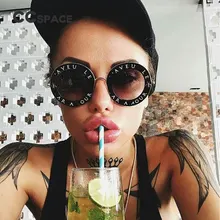 Круглые Солнцезащитные очки в стиле ретро с английскими буквами Пчелка Для мужчин Для женщин UV400 брендовые дизайнерские модные 45319