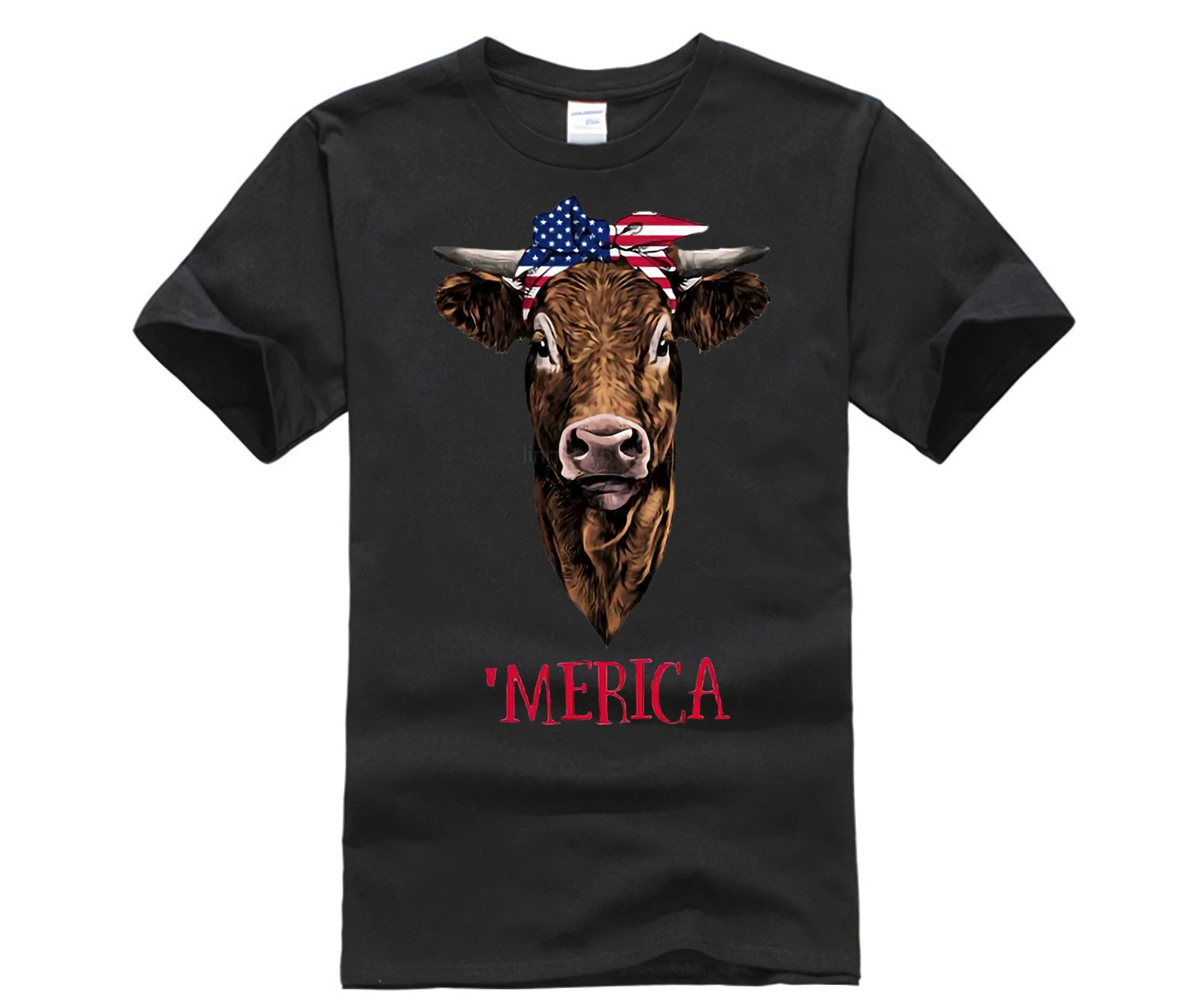 Merica Корова-Сильная Корова печатная Футболка с круглым вырезом короткий рукав Повседневная футболка Веселая Футболка мужская повседневная