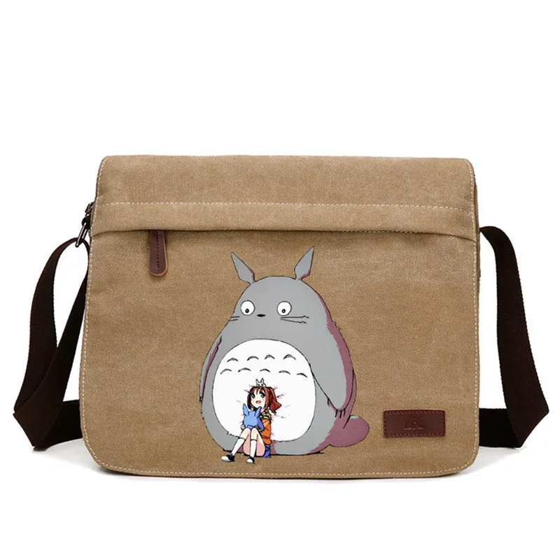 Брезентовая сумка на плечо в стиле аниме «Мой сосед Тоторо без лица», Повседневная сумка на молнии через плечо, школьная сумка для студентов, 3 цвета - Цвет: Style 13