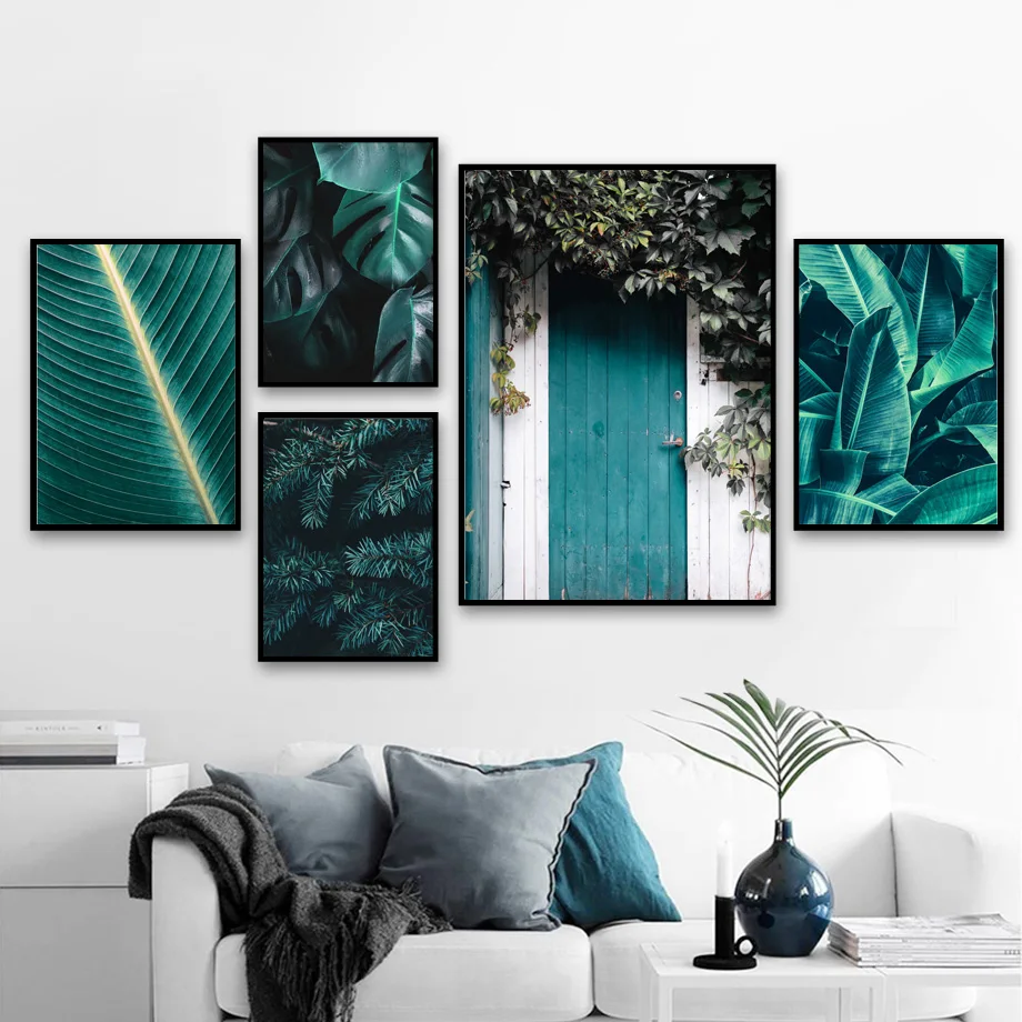

Green Plant Big banana Leaves Landscape Nordic Posters and Prints Wall Art Canvas Painting Wall Pictures For Living Room Decor