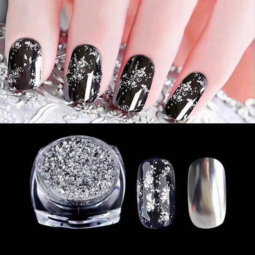 Blingbling цвет серебристый золотой блеск ногтей хлопья эффект зеркала хром