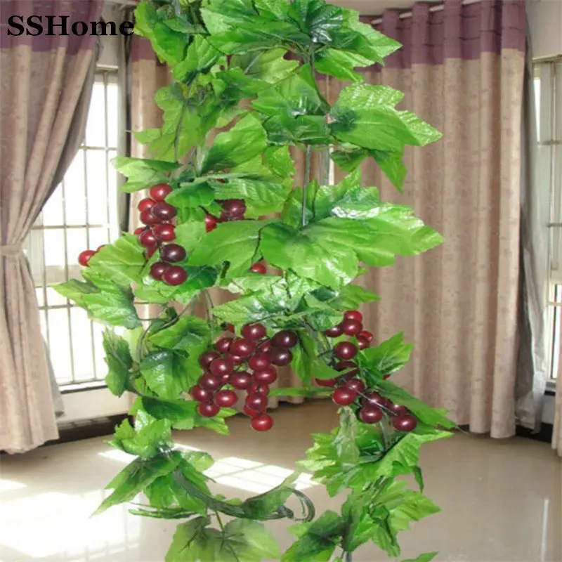 Artificial Plants Green Grape Vine Simulation Plants Silk Cloth Flowers For Decoration Fake