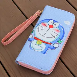 Мультфильм Doraemon кожаный Для женщин кошельки молнии в два раза девушки портмоне, длинный кожа Для женщин сцепления кошелек мальчиков