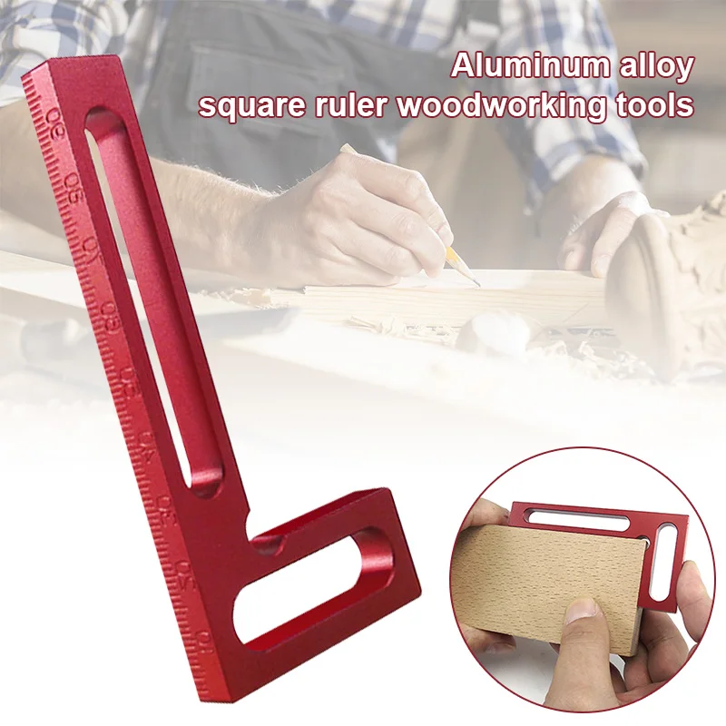 

L-Type Square Mini Clamp Measuring Ruler 100mm Aluminum Precision Woodworking Tool LO88
