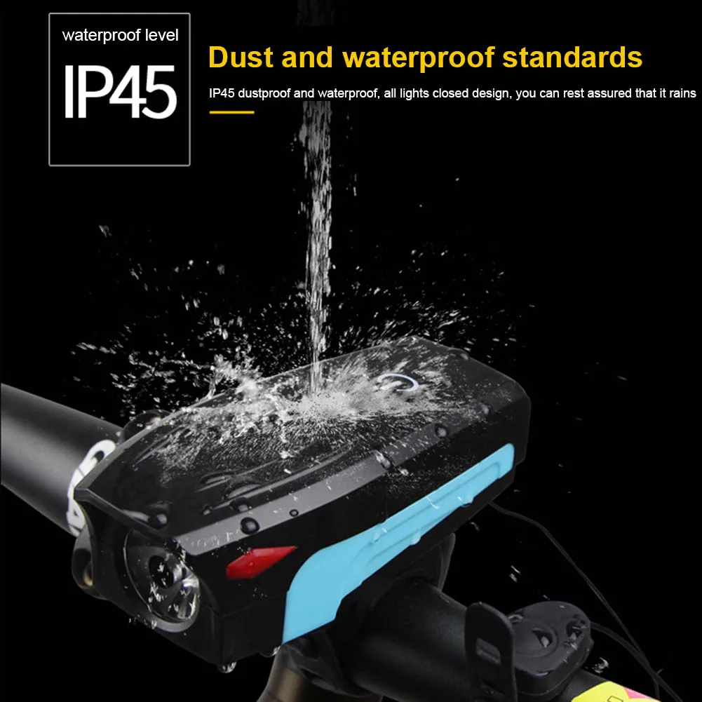 Perfect Electric Loud MTB Bike Air Horn Ring Light Road Bike Handlebar 130db Bell Siren Cycling Front Lamp FI-19ING 4