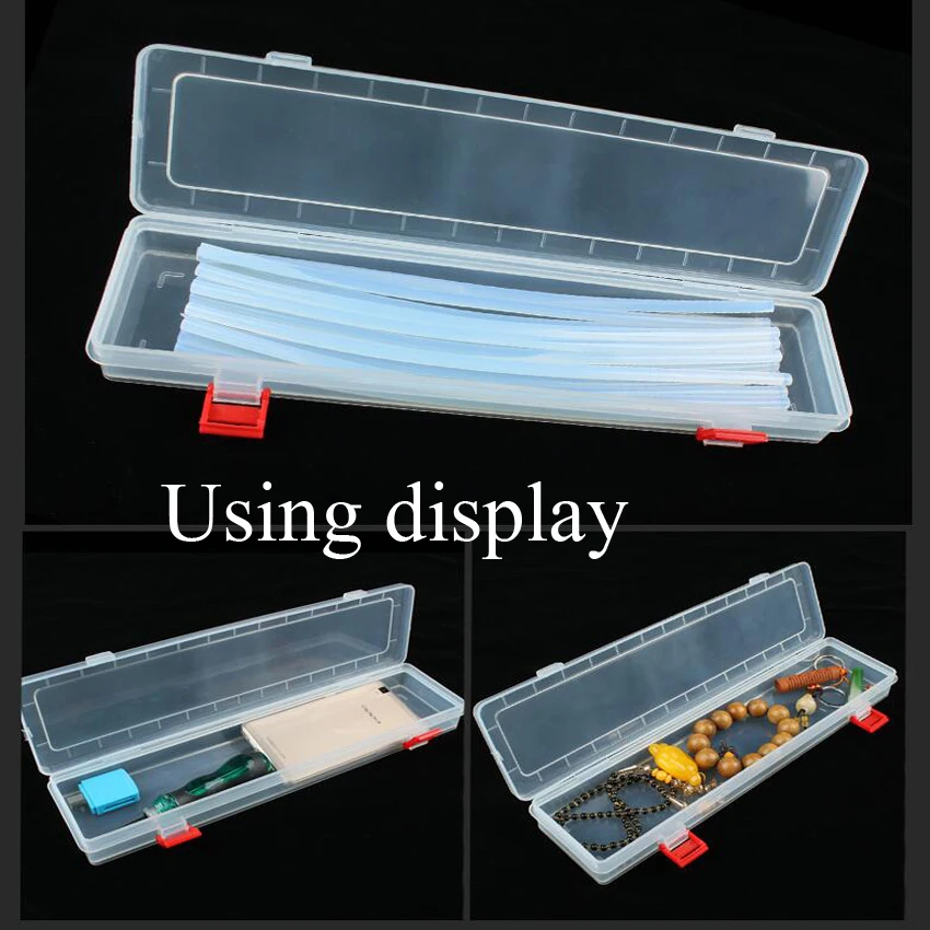 Nueva caja de herramientas de joyería portátil transparente de tira larga de 14 pulgadas