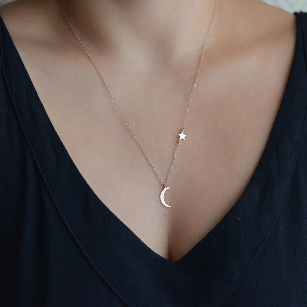 

1Pc Fashion Necklaces for Women Chain Moon Star Pendent Women Statement Necklace Simple Luna Necklace Choker Jewelry #248953