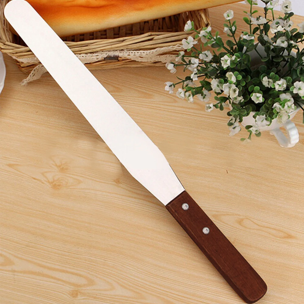 10 inch Cake Handle Stainless Steel Spatula With WoodButter Cake Cream
