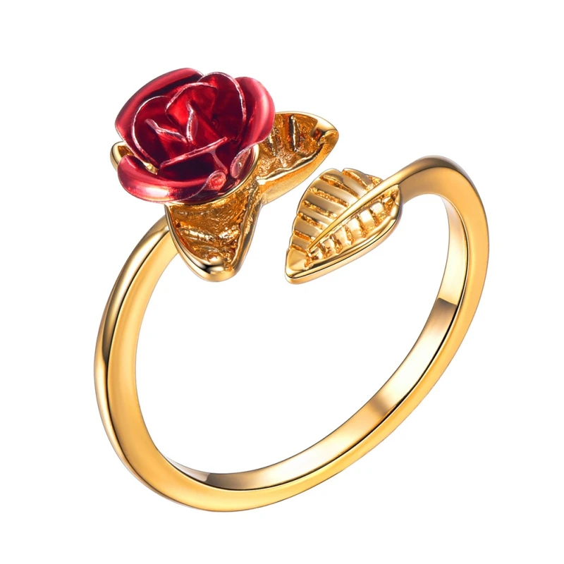 1 шт. Роза кольцо для мамочек, подарок ко дню рождения Золотой Цвет Регулируемый открыто кольцо для Для женщин Свадебные сувениры подарки