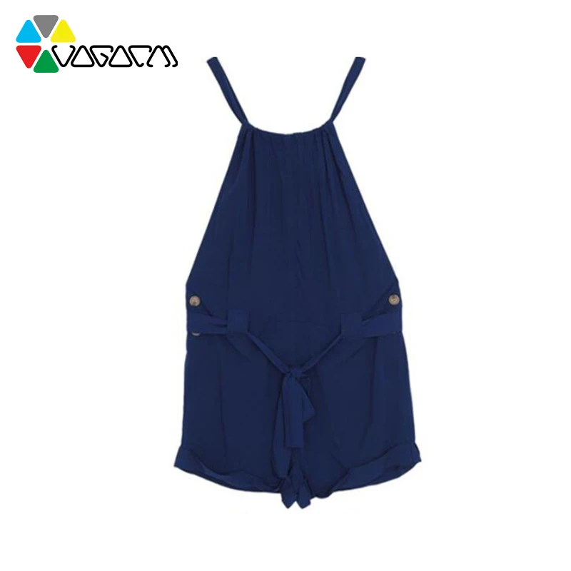 Women Summer Halter Neck Sleeveless Shorts Royal Blue Casual Loose Rompers Plus Size Tunic Short Jumpsuit Beach Party Women Summer Halter Neck Sleeveless Shorts Royal Blue Casual Loose Rompers Plus Size Tunic Short Jumpsuit Beach Party