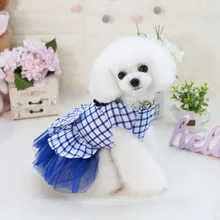Наряд для маленьких собачек, Сетчатое платье с пузырьками для собак, милая летняя юбка для собак, новинка года, трехцветная клетчатая юбка для собак