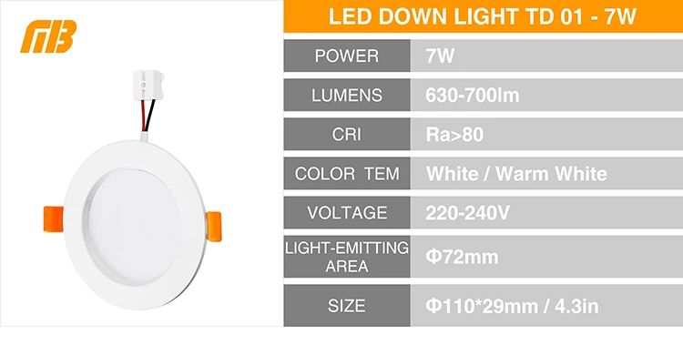 [MingBen] LED Downlight Panel Aluminum Ceiling light 3W 5W 7W 9W 12W 15W 18W 220V Downlight Warm White Cold White Lamp For Foyer