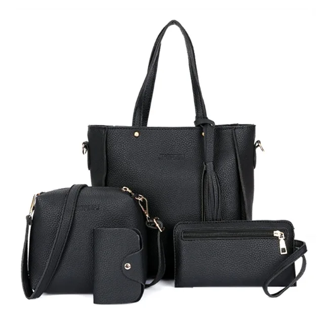 Women 4pcs Set Handbags Top Handle Capacity Female Tassel Women 4pcs Set Handbags Top Handle Capacity Female Tassel Handbag Fashion Shoulder Bag
