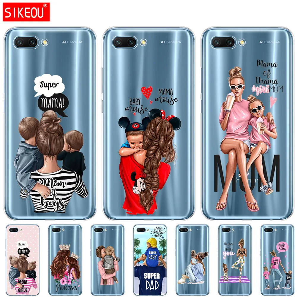 

Silicone Cover phone Case for Huawei Honor 10 V10 3c 4C 5x 4A 6A 6C pro 6X 7X 6 7 8 9 LITE Baby Mom Girl dad super