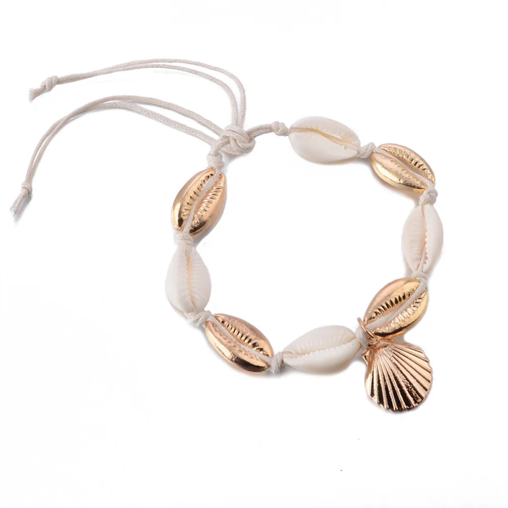 

2019 Bohemian Natural Sea Shell Gold Metal Pendant Ankle Chains For Women Foot Anklet Bracelet Leg Female Anklets