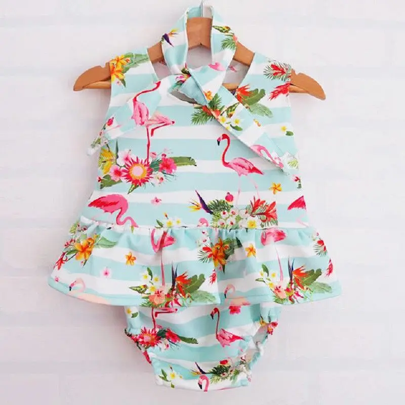 

Infant Newborn Baby Girl Flamingo Bodysuits