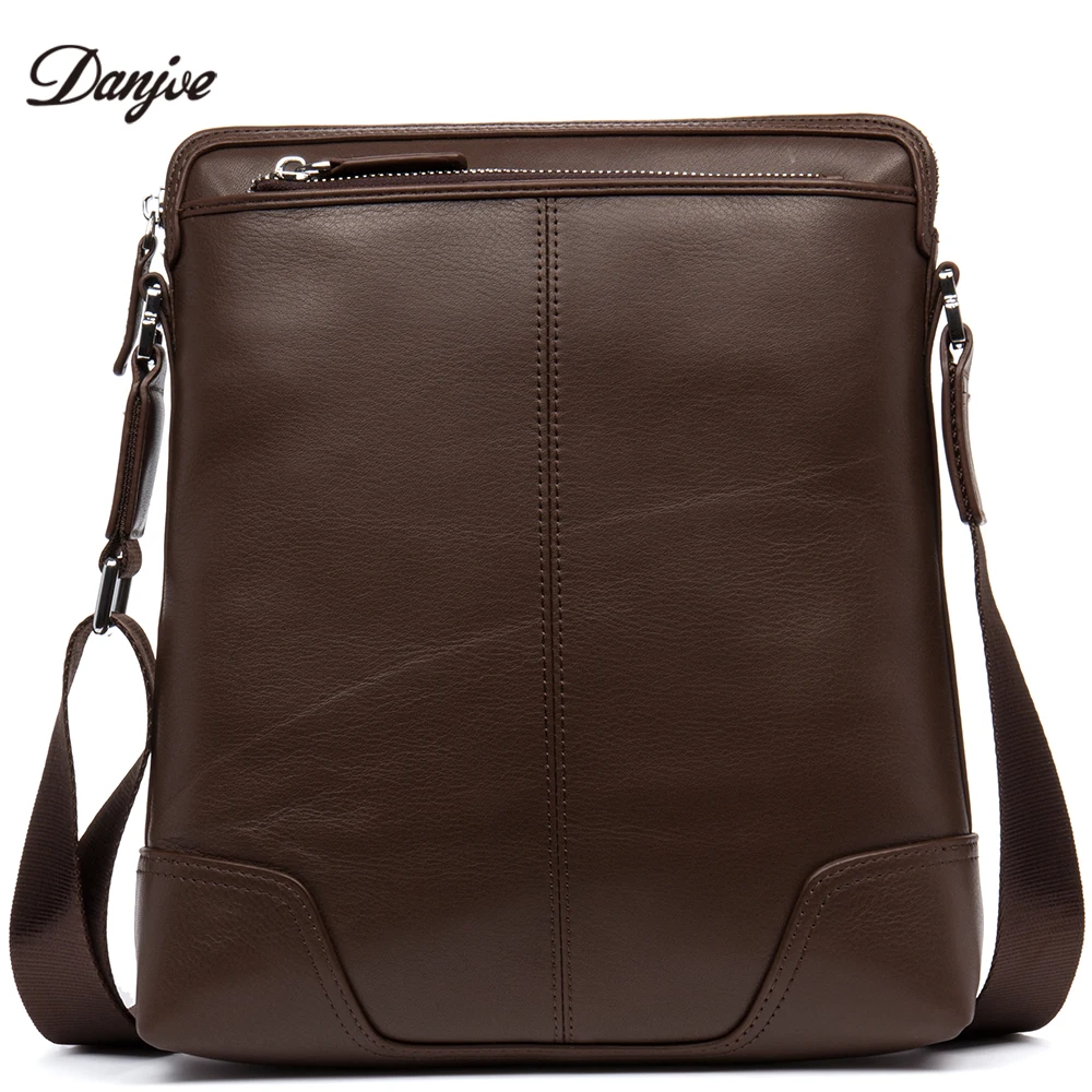 

DANJUE Genuine Leather Crossbody Bag Male Brand Business Shoulder Bag Men High Quality Soft Leather Daily Bag Thin Men Bag