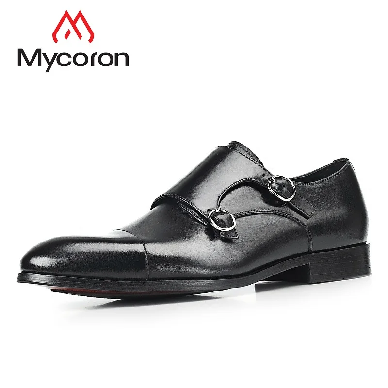 

Mycoron Handmade Top Quality 100% Genuine Leather Formal Dress Double Monk Buckle Straps Pointed Toe Shoes Business Office Shoes