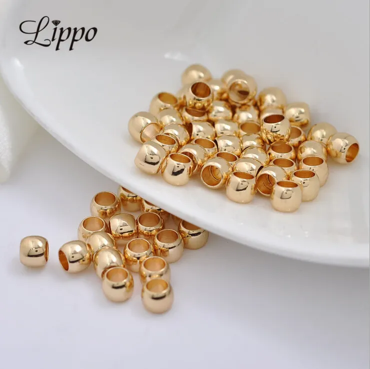 

30pcs 24K Gold Color Plated Copper Spacer Beads Flat Round Wheels Shape Rondelles Bead Supplies To Make Jewelry