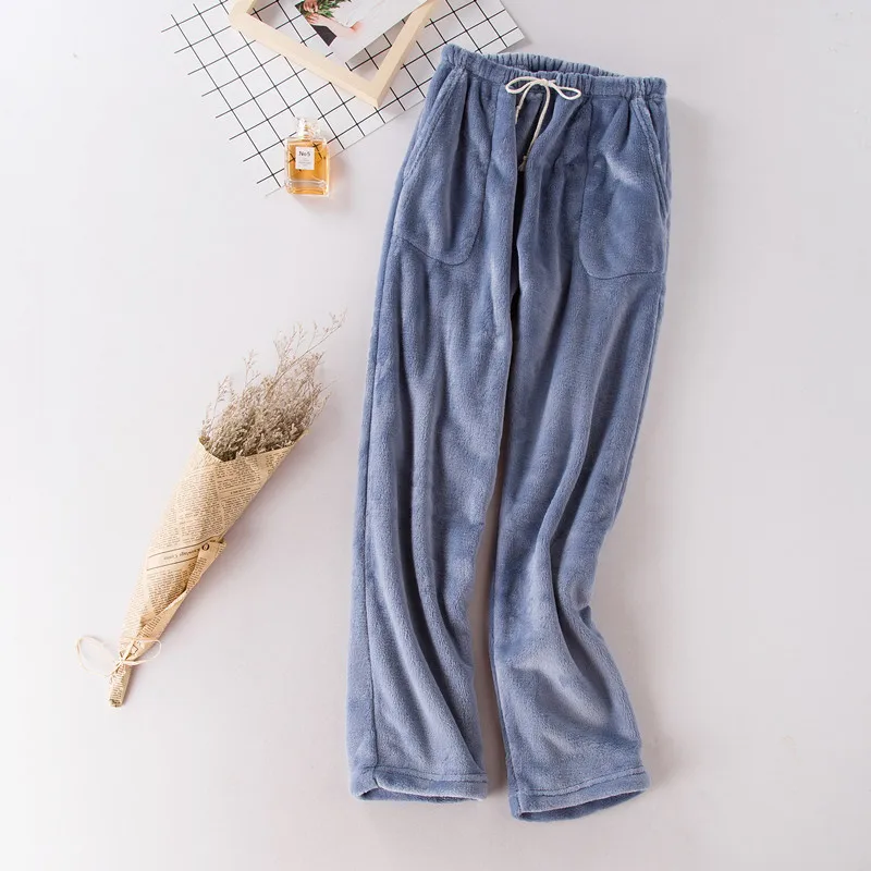 Flannel Pajama Pants Men And Women Autumn Winter Models Thick Coral Fleece Solid Color Warm Trousers Home Pants As020 (33)