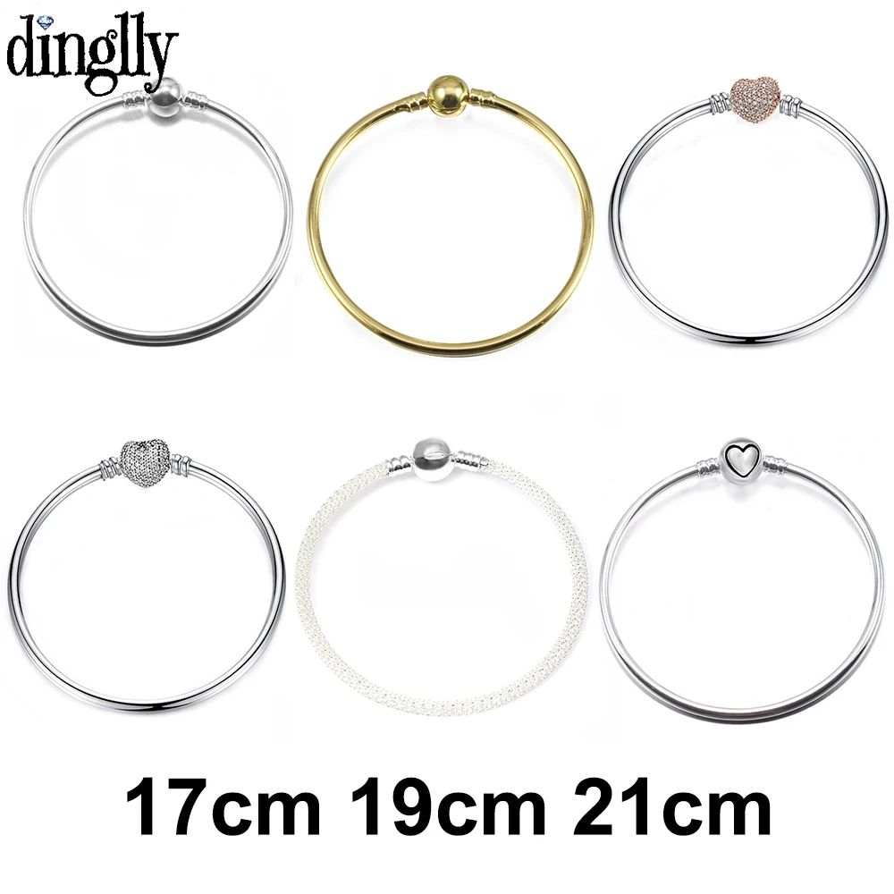 

Europe 2019 Fashion Pink Love Button Base Gold Silver Bracelet & Bangle Fit Original Charm Beads Brands Bracelets For Women Men