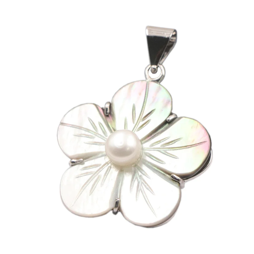 

33mm Natural Multicolor Abalone Pendant Paua Sea Pearl Shell Pendant Flower DIY Christmas Women Gift Jewelry Making Craft A881