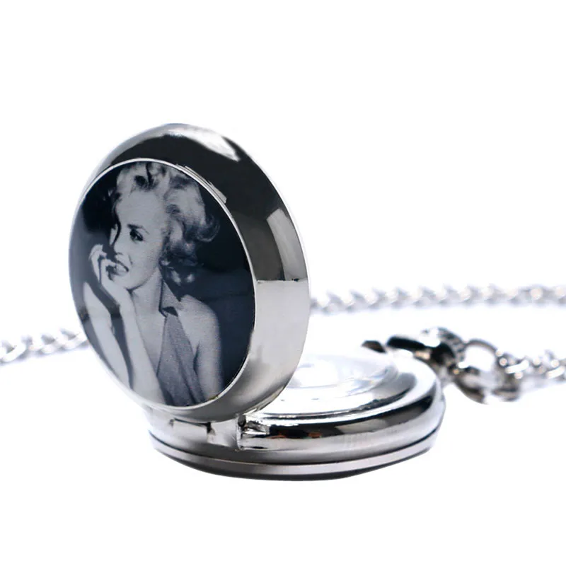 Marilyn Monroe Design Quartz Pocket Watch With Sweater Necklace Chain Free Drop Shipping Best Gift To Women Ladies Girls
