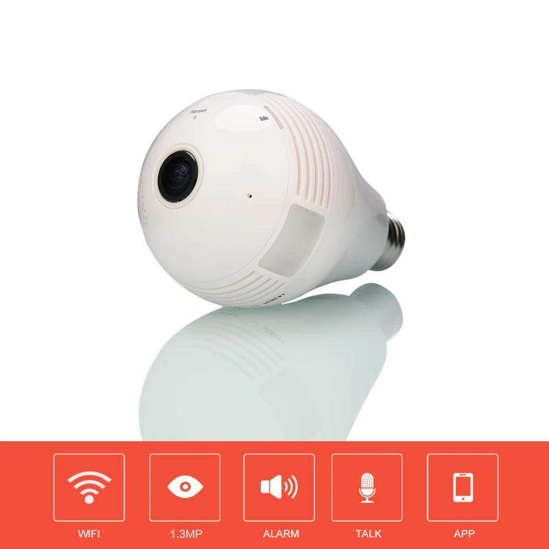 360 Degree Wireless 1.3MP WIFI IP Camera Wi-Fi Bulb Lamp Fisheye Panoramic Motion Detection Surveillance Security Camera 360 Degree Wireless 1.3MP WIFI IP Camera Wi-Fi Bulb Lamp Fisheye Panoramic Motion Detection Surveillance Security Camera