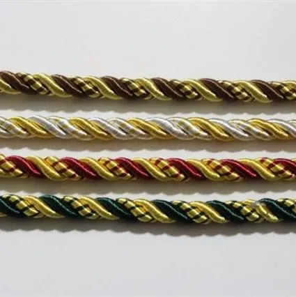 

4 Colors Twisted Rope Three strands of Cord for Sofa Cushion Armchair Bag Decorative Accessories 10mm diameter 1 bale 5 meters