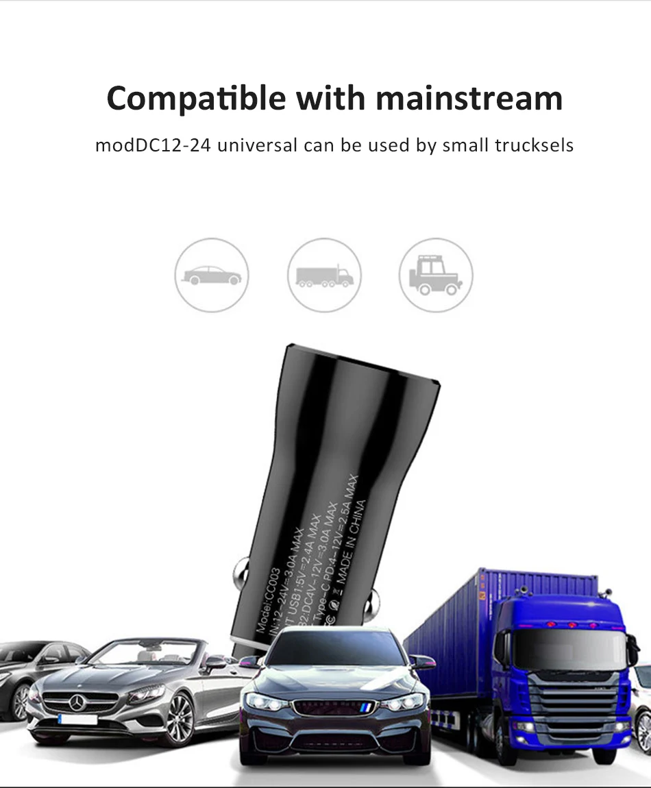 Universal Mini Double Port USB Car Charger Quick Charge 3.03.1A With LED Fast Car Mobile Phone Charger For Samsung iPhone X 7 8 (12)