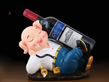 

46cm Resin craft modern European creative wine rack pig horse ornaments