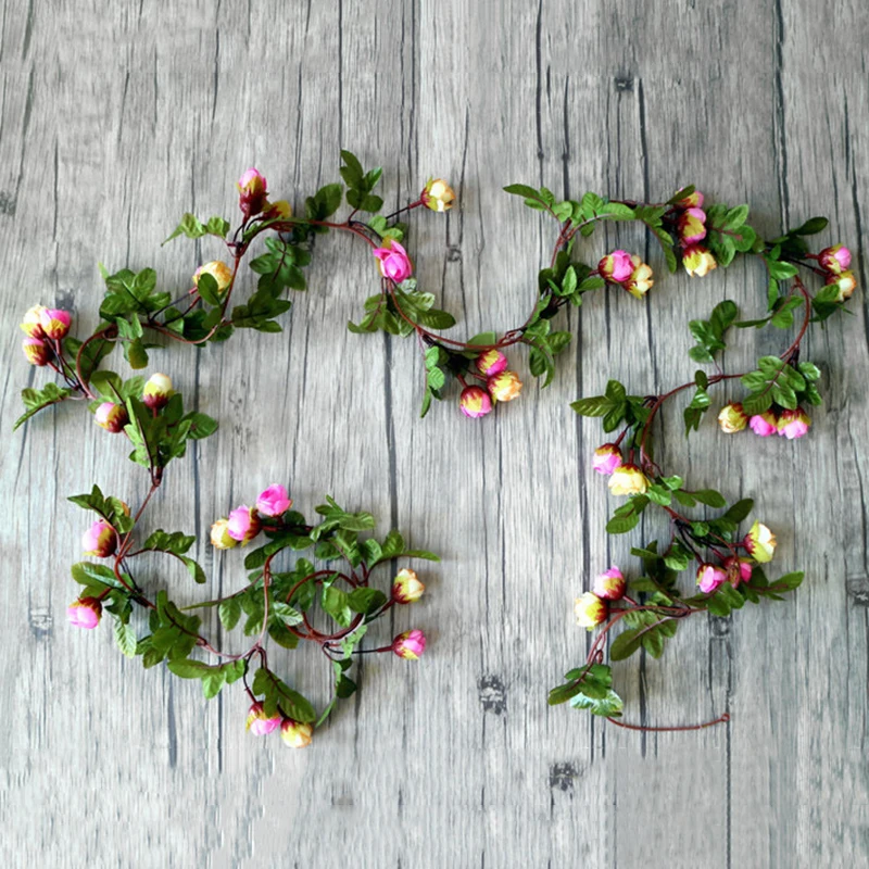 2.3m 42 Heads Fake Silk Roses Ivy Vine Artificial Flowers String With