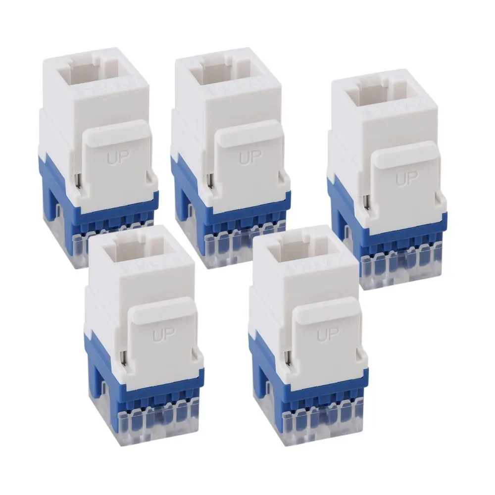 

CAT6 180 Degree Angle RJ45 Ethernet Keystone Round Jack Coupler Pack of 5