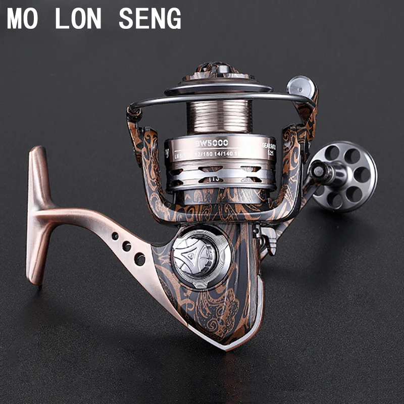 

MOLONSENG Metals High Speed 5.2:1 Spinning Fishing Reel 1000-7000 Series 13+1BB Fishing Spinning Reel Drag Carp Tackle Sea Reels