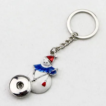 

10styles to choose! New christmas key chains snowman/tree/bell ginger snap button charm pendant key ring fit 18mm snap buttons