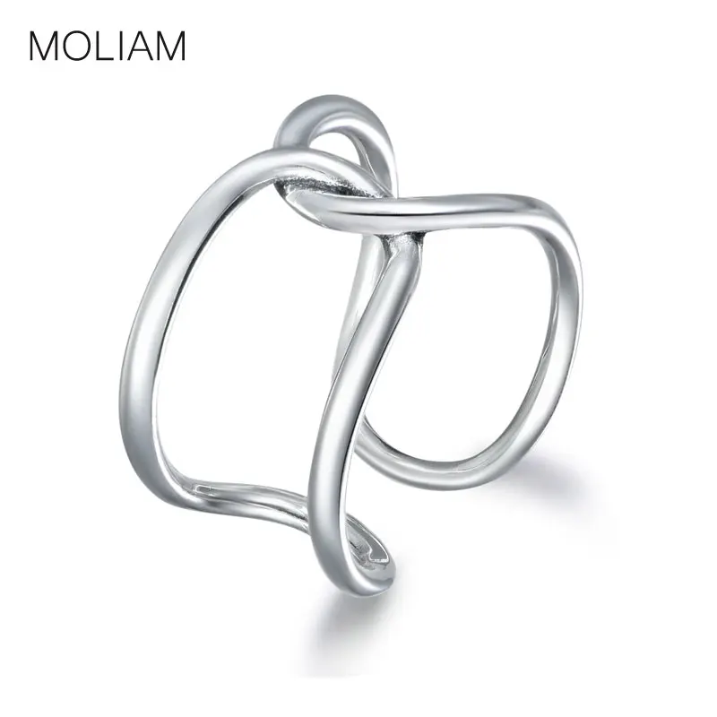 MOLIAM Simple Twist Knot Double Layers Adjustable Rings for Women Authentic 925 Sterling Silver Open Finger Ring Gift MLRT0157 | Украшения