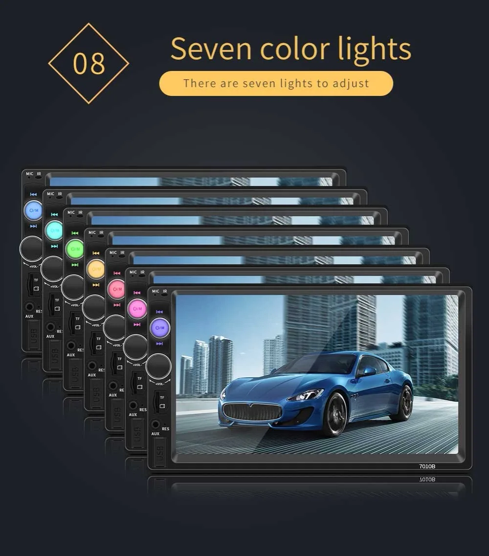 Flash Deal Wholesale 12pcs 7010B 7" car mp5 player Stereo BT handsfree 1080P HD video headunit recorder mirror link FM reverse image USB SD 3