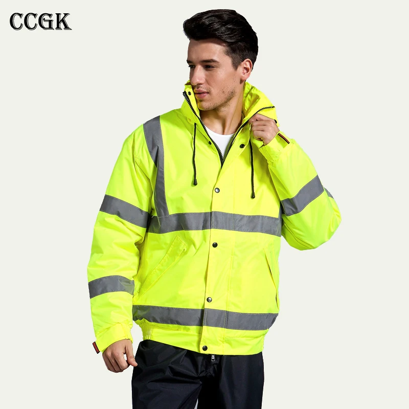 bilder für CCGK sicherheit kleidung im freien hohe sichtbarkeit reflektierende jacke wasserdicht regen coat warm cotton padded arbeitskleidung winter outwear bilder für CCGK sicherheit kleidung im freien hohe sichtbarkeit reflektierende jacke wasserdicht regen coat warm cotton padded arbeitskleidung winter outwear
