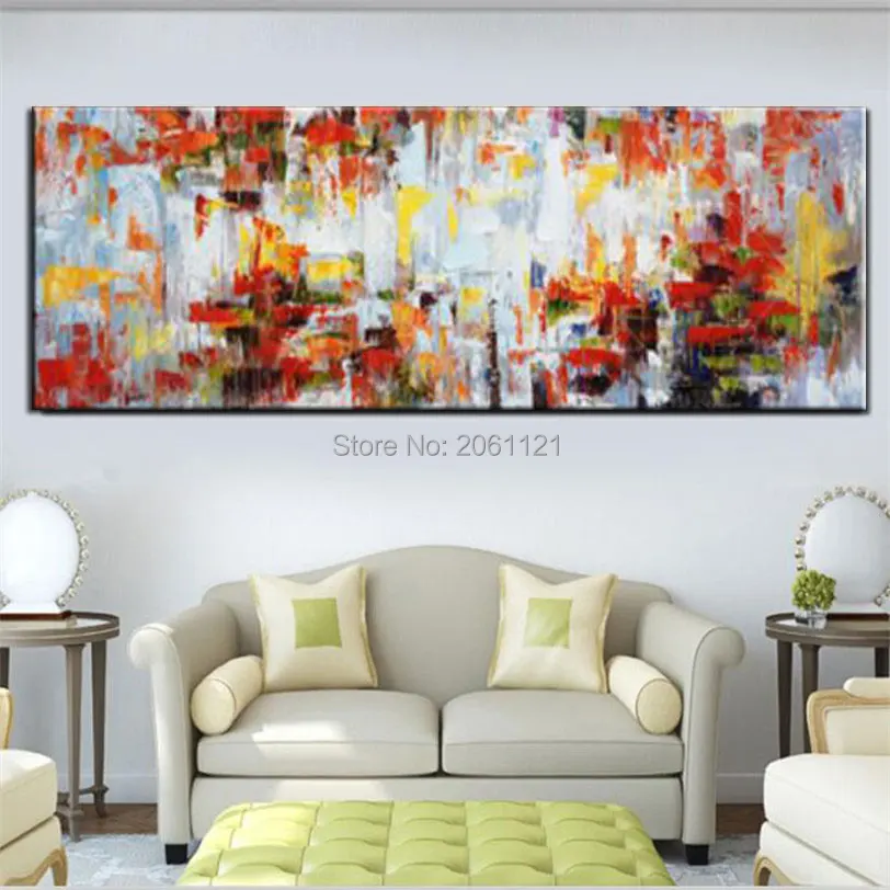 

hand painted modern abstract oil painting red ABSTRACT canvas picture for sofa background wall art large long decorative art