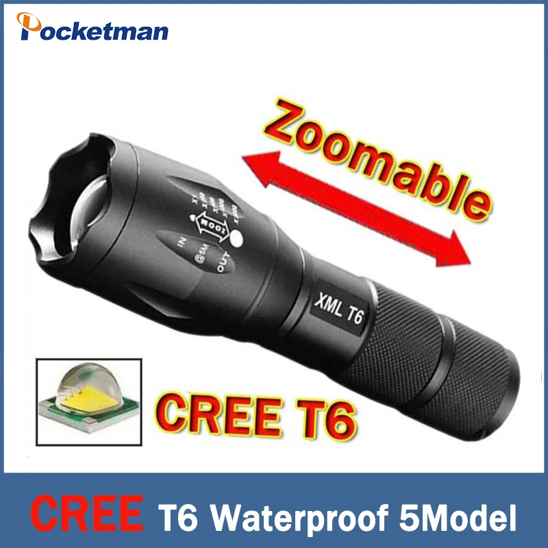 

2018 T6 flashlight Lanterna de led High Power Torch 2000 lumen Zoomable XM-L LED Flashlight tatica light lantern bike light