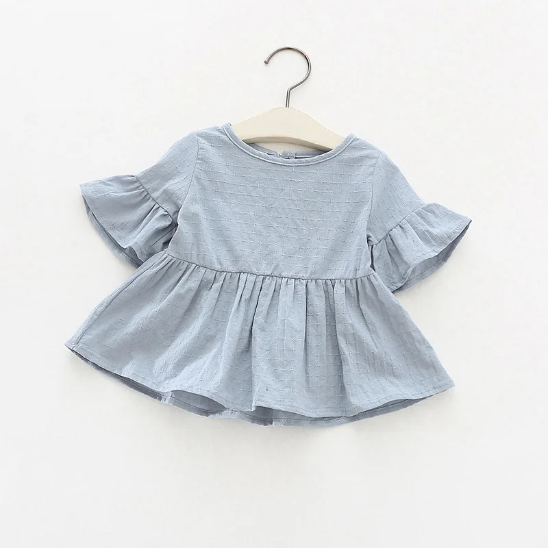 

Girls Blouse New Summer Children Clothing Fashion Shirts Solid Kids Tops Baby Girls Clothes Children Outfits Girls Blouses